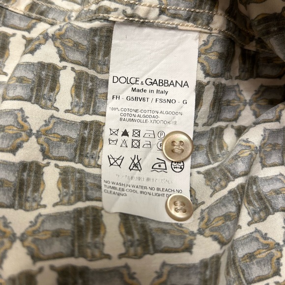 Dolce & Gabbana Gold Men’s Long Sleeve Button Down Size 42/16.5/L - Picture 10 of 10